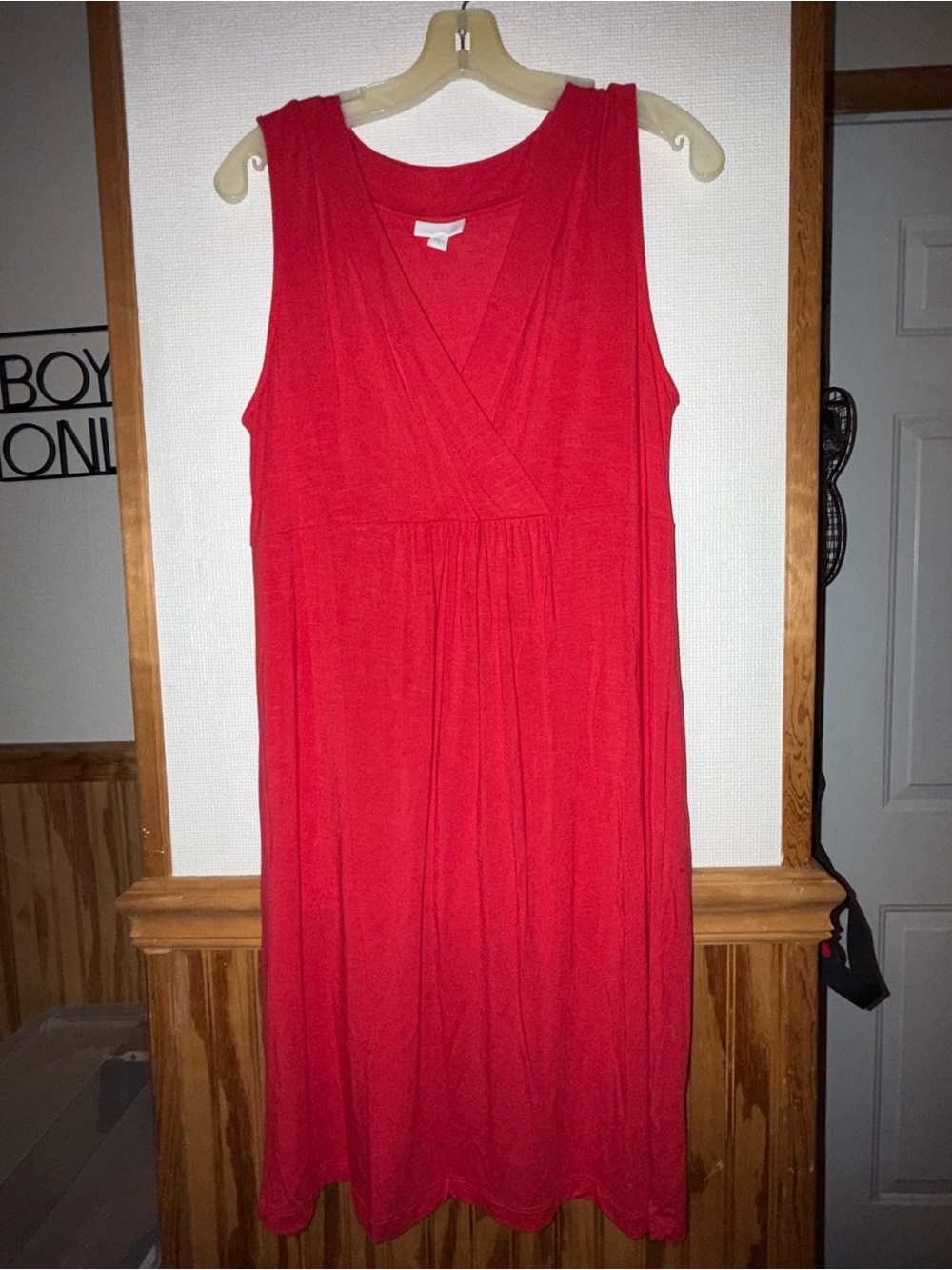 J. Jill Bright Red Sleeveless V-Neck Midi Dress